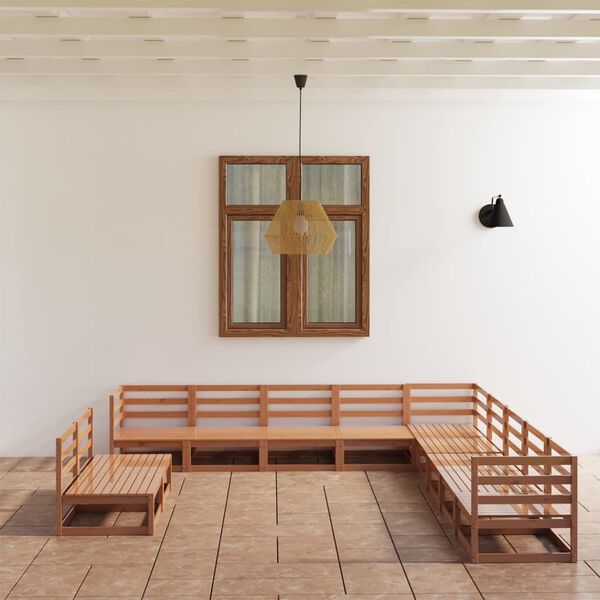vidaXL 11-tlg. Garten-Lounge-Set Honigbraun Massivholz Kiefer