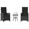vidaXL 3-tlg. Bistro-Set mit Kissen Schwarz Poly Rattan