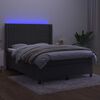 vidaXL Boxspringbett mit Matratze & LED Dunkelgrau 140x200 cm Samt