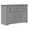 vidaXL Highboard BODO Grau 115,5x43x200,5 cm Massivholz Kiefer