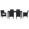 vidaXL Garten Essgruppe mit Kissen 7 pcs Schwarz Poly-Rattan