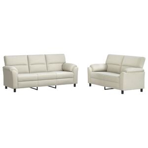 vidaXL Sofa-Set 2 pcs Creme Samt
