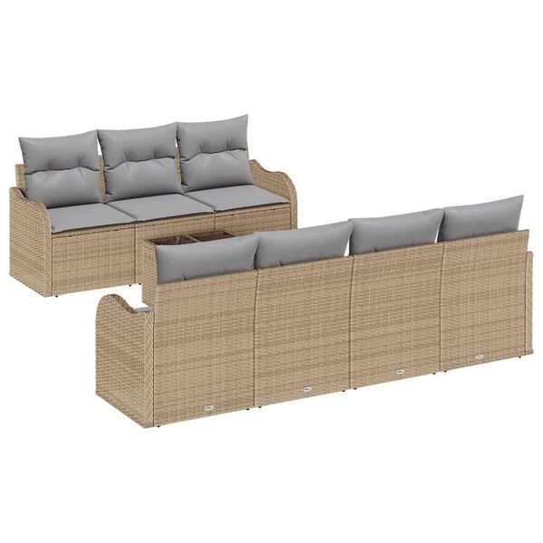 vidaXL Gartensofa-set mit Kissen mit Speicher 8 pcs Beige und Grau