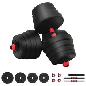vidaXL 2-in-1 Kurzhantel Langhantel Set 30 kg Schwarz und Rot