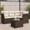 vidaXL 5-tlg. Garten-Sofagarnitur mit Kissen Braun Poly Rattan