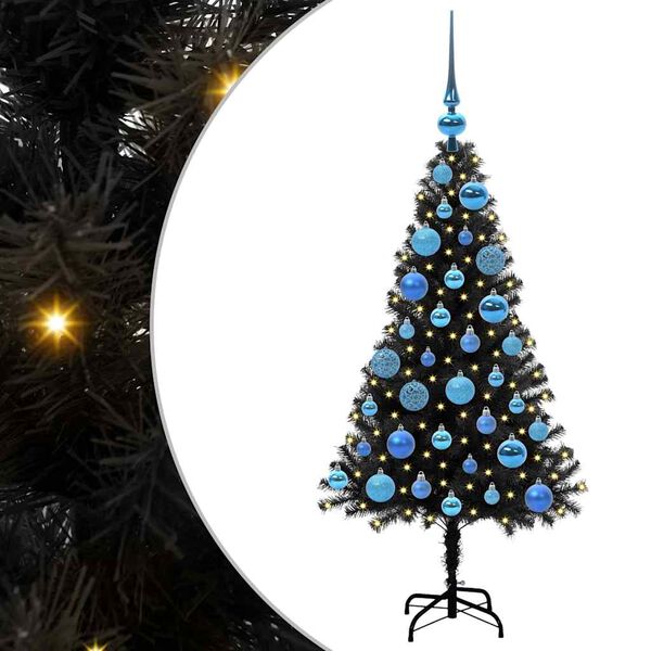 vidaXL Weihnachtsbaum mit 150 LEDs mit St&auml;nder Schwarz 120 cm PVC