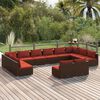 vidaXL 12-tlg. Garten-Lounge-Set mit Kissen Braun Poly Rattan