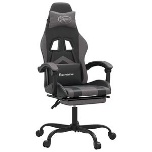 vidaXL Gaming-Stuhl mit Fu&szlig;st&uuml;tze Schwarz und Grau Kunstleder