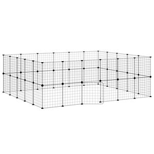 vidaXL 44-tlg. Haustierk&auml;fig mit T&uuml;r Schwarz 210x175x70 cm Stahl