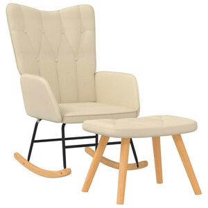 vidaXL Schaukelsessel mit Hocker Creme Stoff