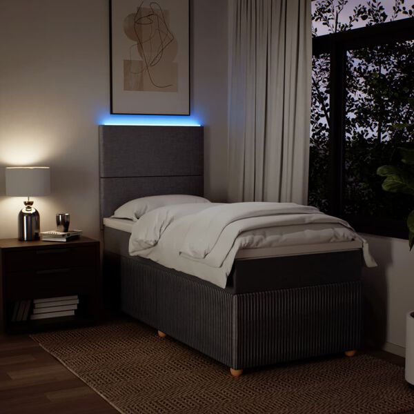 vidaXL Boxspringbett mit Matratze Taupe 90x200 cm Stoff