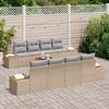 vidaXL Garten-Sofa-Set mit Kissen mit Speicher 9 pcs Beige Poly Rattan