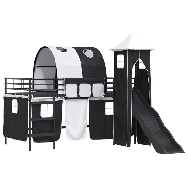 vidaXL Kinderloftbett Schwarz 99,5 x 200 cm Metall
