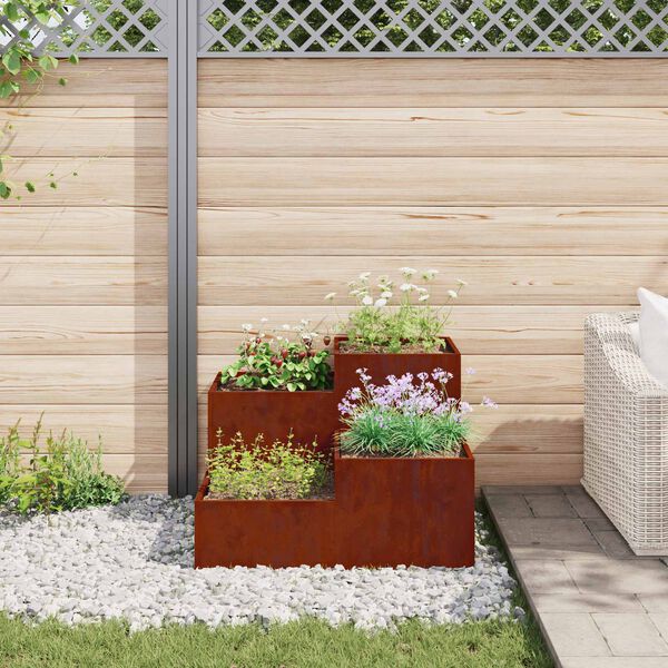 vidaXL Gartenblumentopf Rostig 80 x 80 x 60 cm Wetterfeststahl
