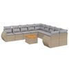 vidaXL 11-tlg. Garten-Sofagarnitur mit Kissen Beige Poly Rattan