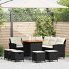 vidaXL 6tlg. Garten-Sofagarnitur mit Kissen L-Form Schwarz Poly Rattan