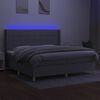 vidaXL Boxspringbett mit Matratze & LED Hellgrau 200x200 cm Stoff