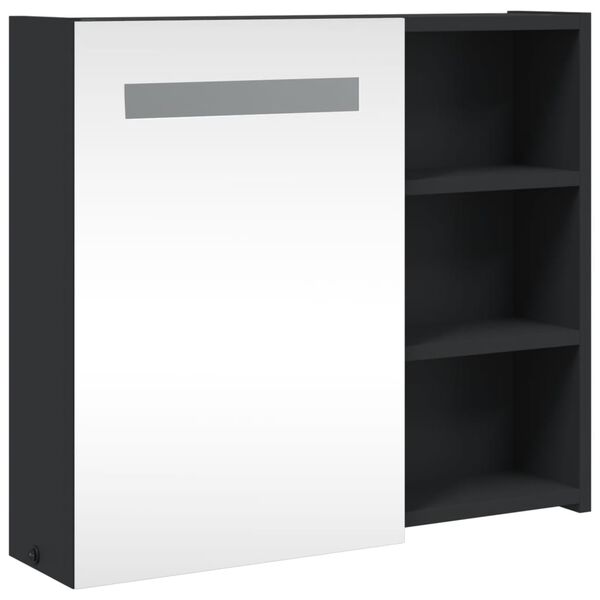 vidaXL Spiegelschrank mit LED-Beleuchtung Schwarz 60x13x52 cm
