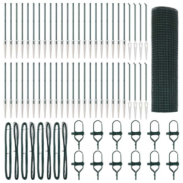 vidaXL Zaunpfosten Gr&uuml;n 100 x 0,5 m (19 x 19 mm Maschenweite)
