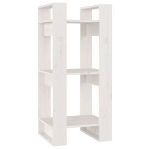 vidaXL B&uuml;cherregal/Raumteiler Wei&szlig; 41x35x91 cm Massivholz Kiefer