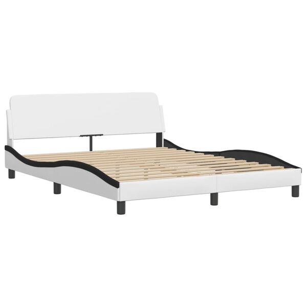 vidaXL Bett "Viana" mit Matratze Wei&szlig; und Schwarz 160x200 cm Kunstleder