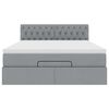 vidaXL Ottoman-Bett mit Matratze & LEDs Hellgrau 140x200 cm Stoff