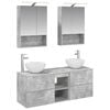 vidaXL Badezimmerm&ouml;bel-Set 5 pcs Betongrau Ingenieurholz und Glas