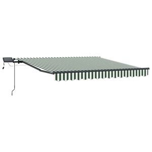 vidaXL Ausziehbare Markise Gr&uuml;n und Wei&szlig; 350 x 250 cm