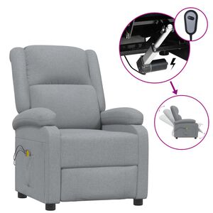 vidaXL Massagesessel Elektrisch Hellgrau Stoff