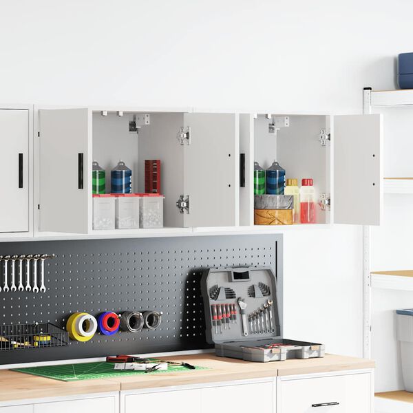 vidaXL Garagen-Wandschr&auml;nke 2 Stk. Wei&szlig; Holzwerkstoff