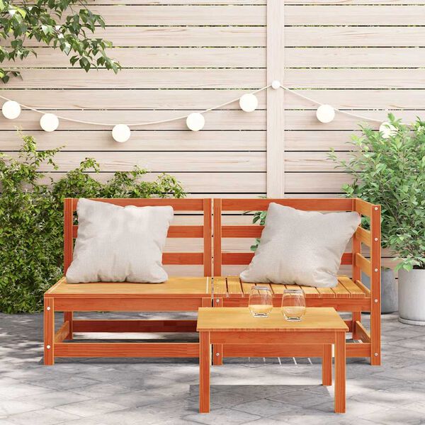 vidaXL Gartensofa 2-Sitzer Wachsbraun Massivholz Kiefer