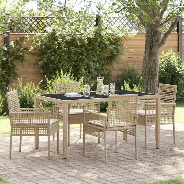 vidaXL Garten Essgruppe 5 pcs Beige Poly-Rattan