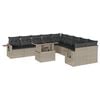 vidaXL 11-tlg. Garten-Sofagarnitur mit Kissen Hellgrau Poly Rattan