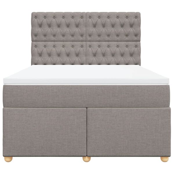 vidaXL Boxspringbett mit Matratze Taupe 140x190 cm Stoff