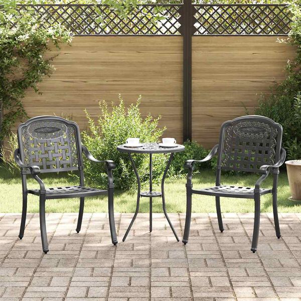 vidaXL Gartenstuhl 2 pcs Schwarz 55 x 56,5 x 91cm Aluminium