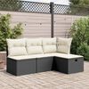 vidaXL Gartenhocker mit Kissen Schwarz 55x55x37 cm Poly Rattan