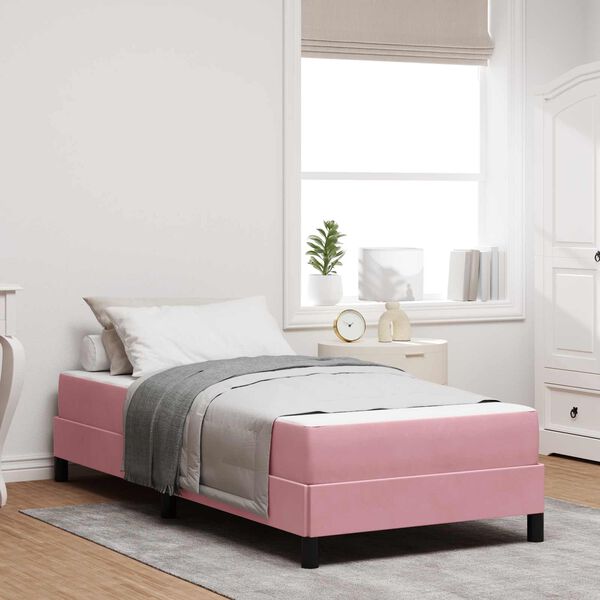 vidaXL Boxspringbett mit Matratze Rosa 80 x 200 cm Stoff