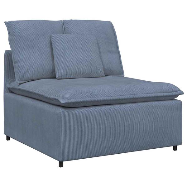 vidaXL Modulares Sofa mit Fußhocker Kissen Cordstoff Blau