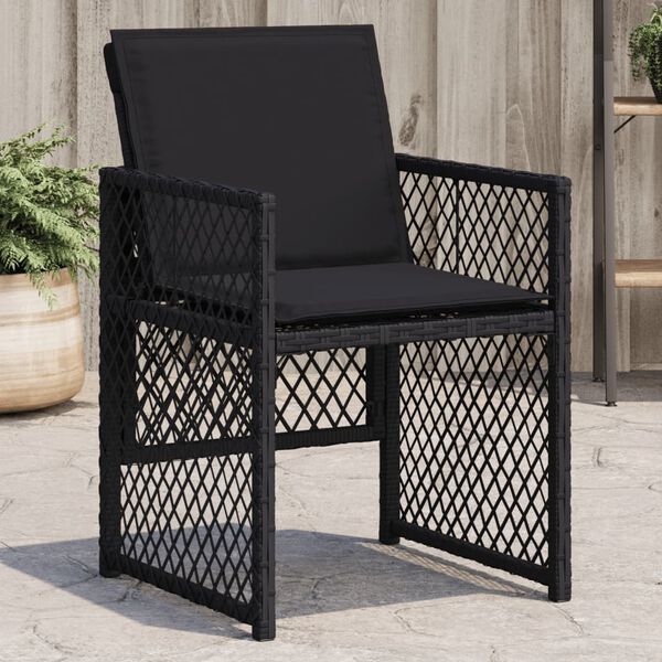 vidaXL Gartenst&uuml;hle mit Kissen 4 Stk. Schwarz Poly Rattan