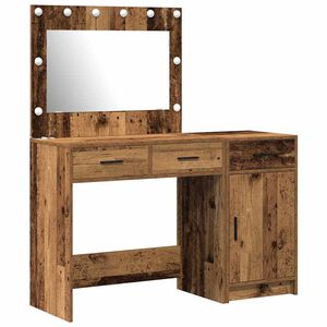 vidaXL Schminktisch mit Spiegelbeleuchtung 2 pcs Braun Holzwerkstoff