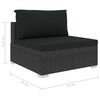 vidaXL 12-tlg. Garten-Lounge-Set mit Auflagen Poly Rattan Schwarz