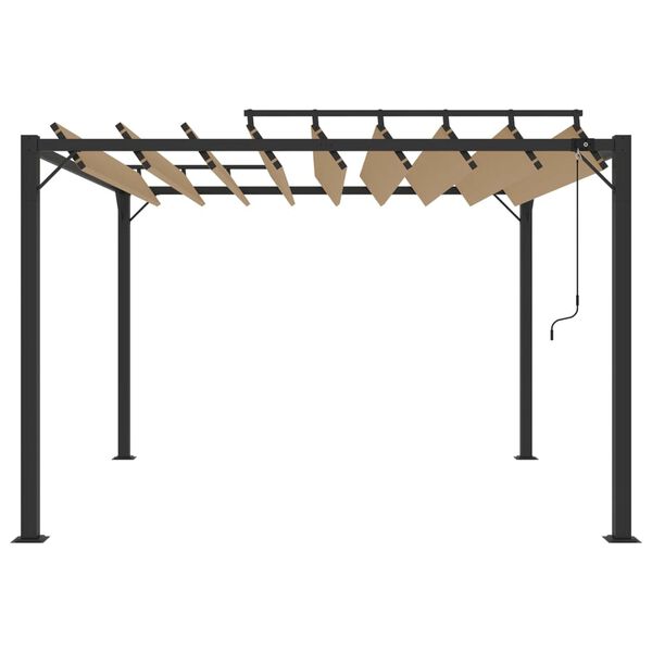 vidaXL Pergola mit Lamellendach 3x3 m Taupe Stoff und Aluminium