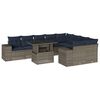 vidaXL 10-teiliges Gartensofa-Set mit Kissen, grau, Polyrattan