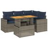 vidaXL 5-tlg. Garten-Sofagarnitur mit Kissen Grau Poly Rattan
