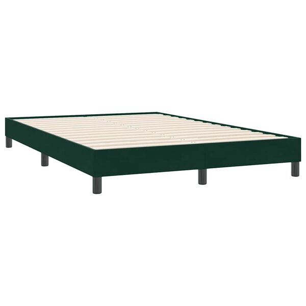 vidaXL Boxspringbett ohne Matratze Dunkelgr&uuml;n 160x220 cm Samt