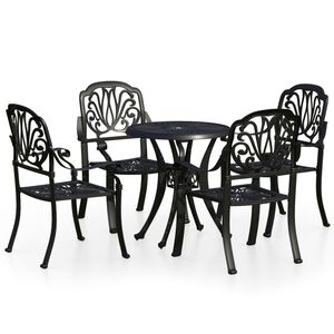 vidaXL 5-tlg. Bistro-Set Aluminiumguss Schwarz