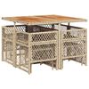 vidaXL 9-tlg. Garten-Essgruppe mit Kissen Beige Poly Rattan