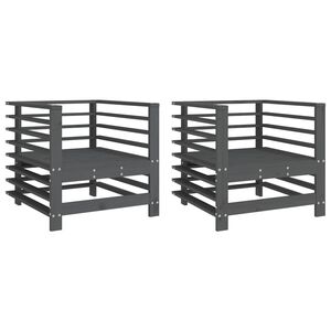 vidaXL Gartenst&uuml;hle 2 Stk. Grau Massivholz Kiefer