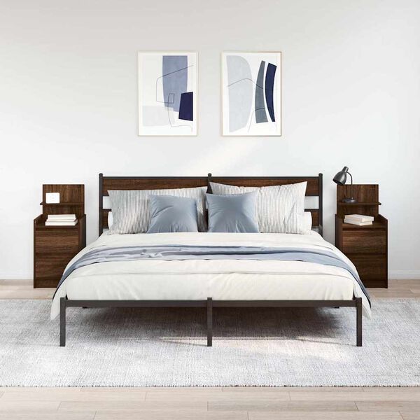 vidaXL Nachttische mit 2 Schubladen 2 Stk. Braun Eichen-Optik