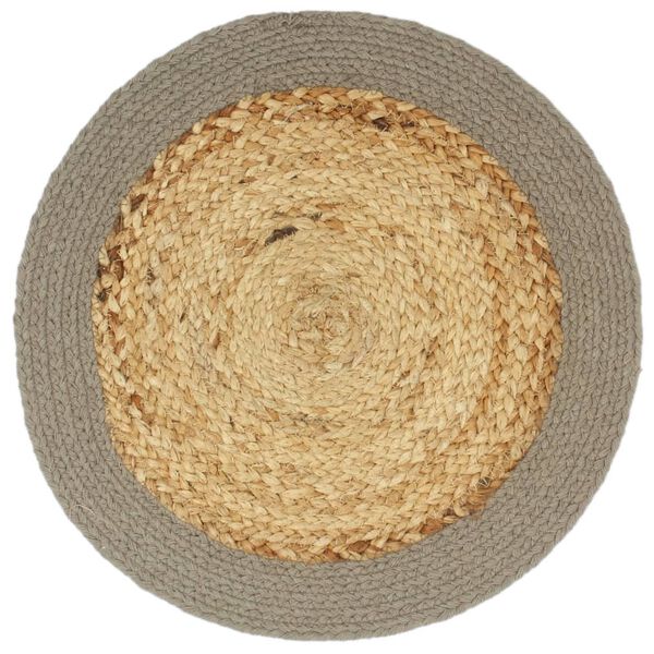 vidaXL Tischsets 6 Stk. Natur und Grau 38 cm Jute und Baumwolle